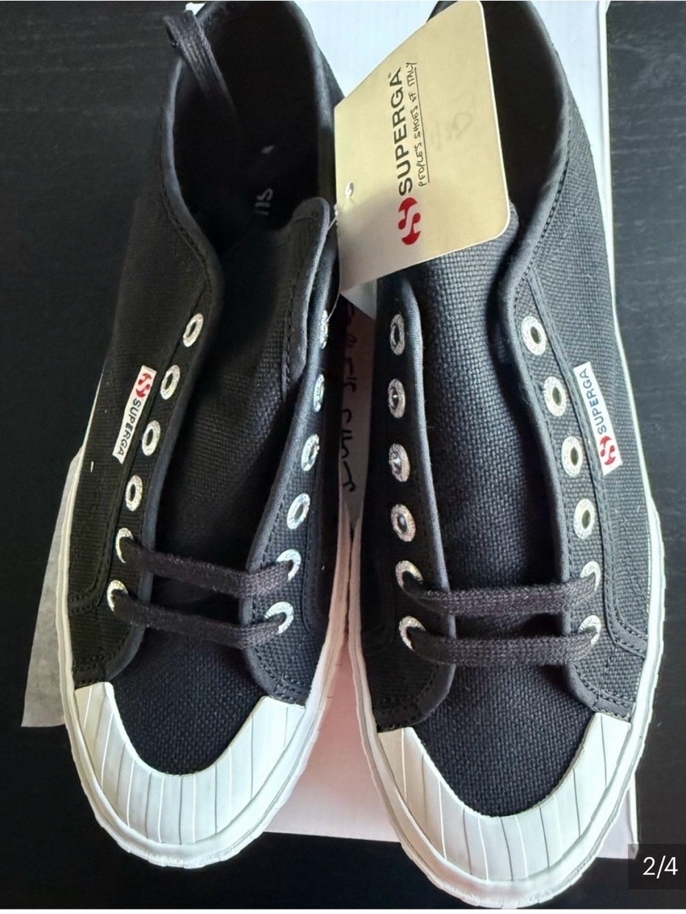 Superga Men Black and White 2630 Stripe Canvas Sneakers